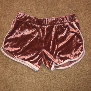 Rose gold / pink velvet shorts